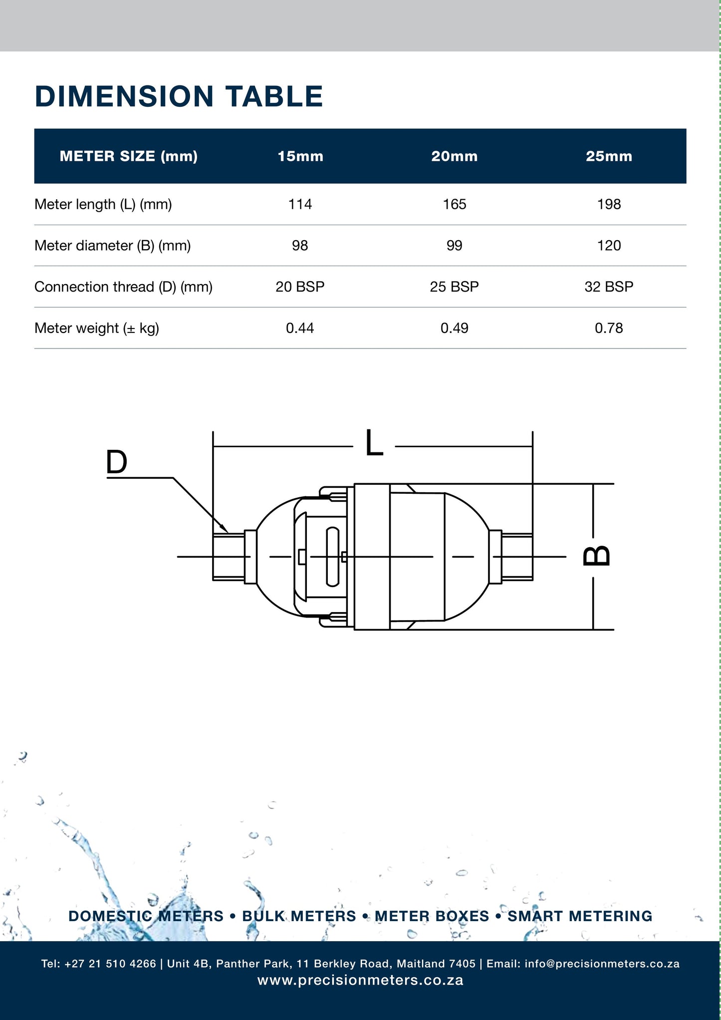 Water Meter - Precision Meters, Plastic, 15mm