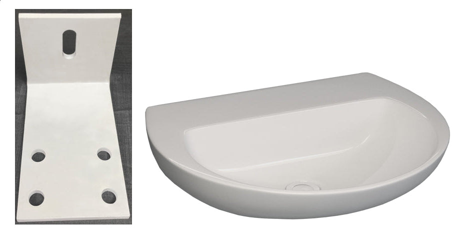Basin Medical Atlas - 500mm, Polished White, With Bracket, (L) 41.8cm | (W) 50.2cm | (H) 17.7cm