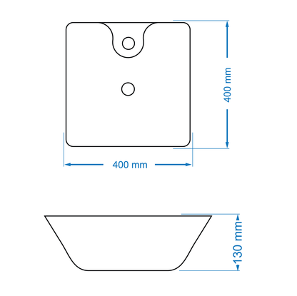 Basin Free Standing Gemini – Icon, Square, Ceramic, 1 Tap Hole, White, (L) 40cm | (W) 40cm | (H) 13cm