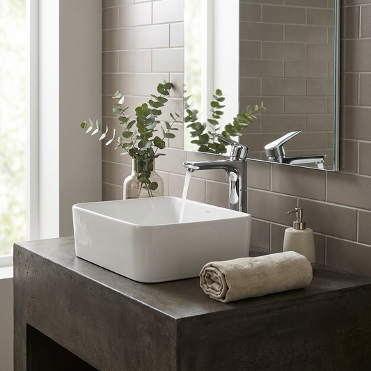 Basin Free Standing Hannah – Ceramic, Icon Premium Range, White, (L) 40cm | (W) 30cm | (H) 13cm