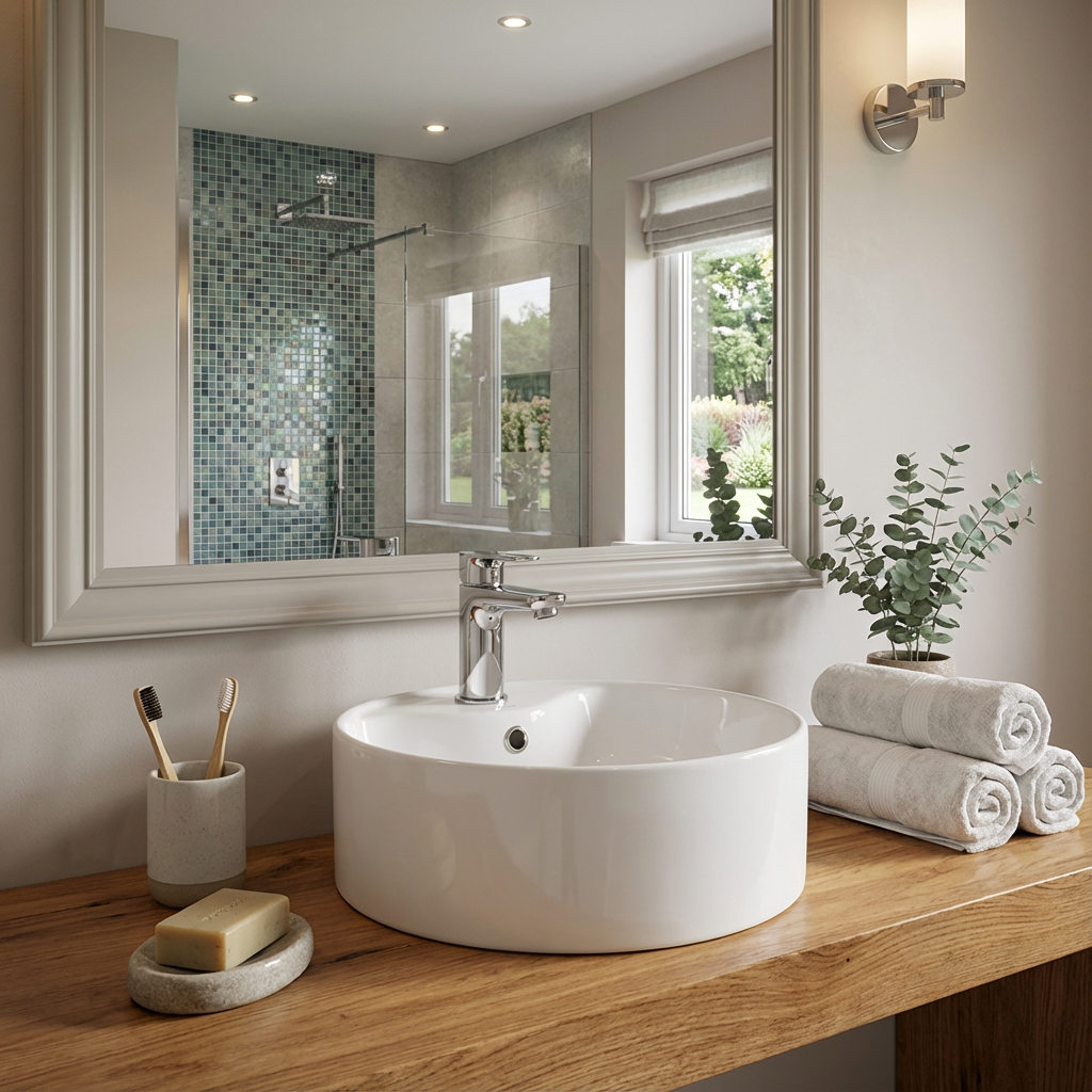 Basin Free Standing Julia– Ceramic, 1 Tap Hole, Icon Premium Range, White, (L) 36cm | (W) 36cm | (H) 15cm