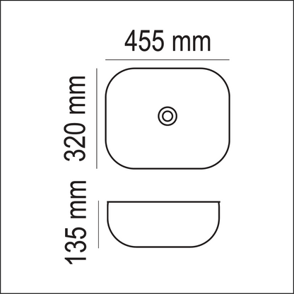 Basin Free Standing Lark– Ceramic, Icon Premium Range, White and Black 2 tone design