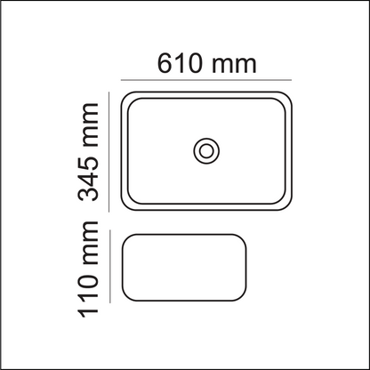 Basin Free Standing Onyx – Ceramic, Icon Premium Range, White and Black 2 tone design