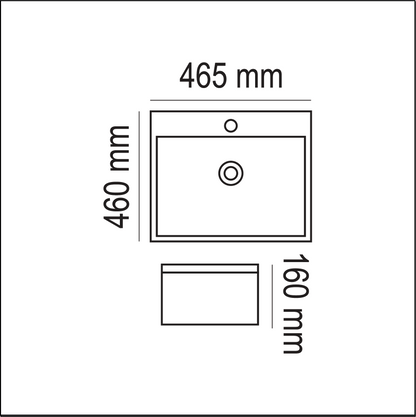 Basin Free Standing Pamela – Ceramic, 1 Tap Hole, Icon Premium Range, White, (L) 46.5cm | (W) 46cm | (H) 16cm