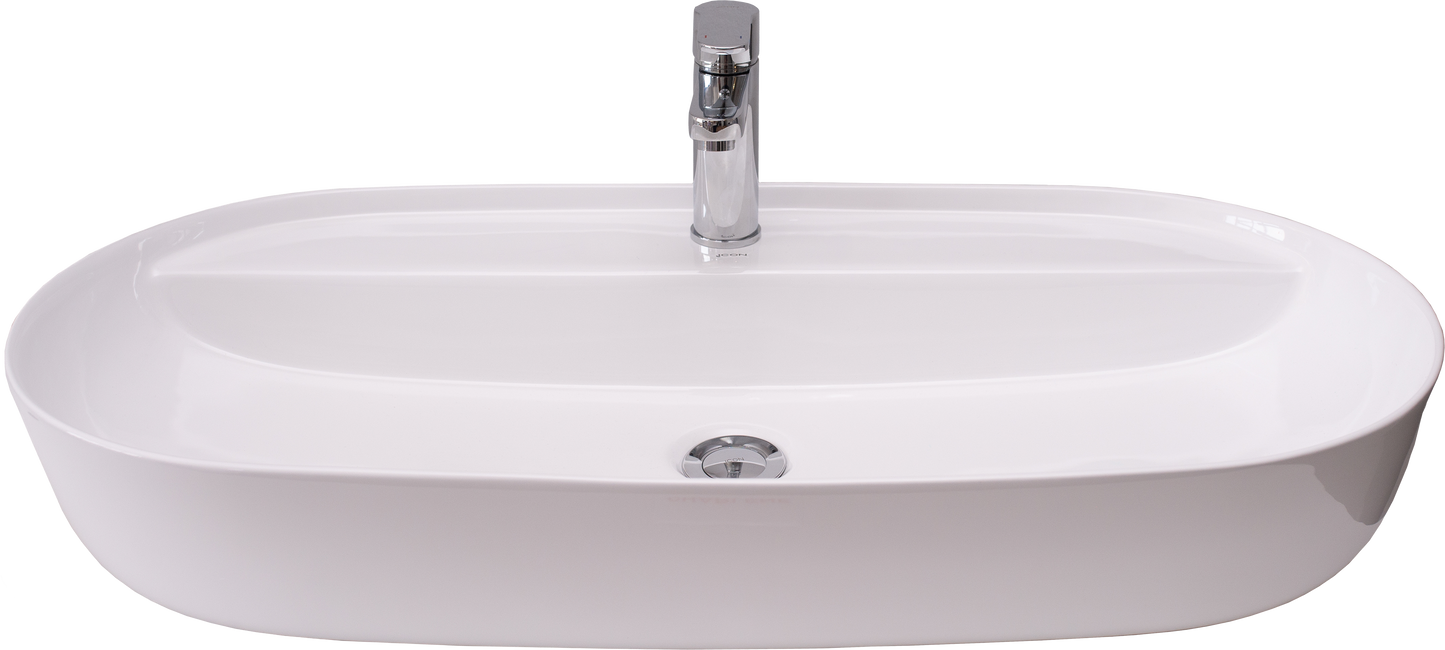 Basin Free Standing Victoria – Ceramic, 1 Tap Hole, Icon Premium Range, White, (L) 80cm | (W) 40cm | (H) 13.5cm