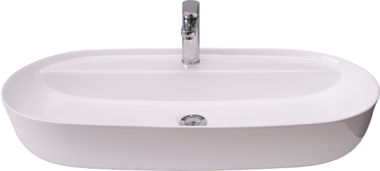 Basin Free Standing Victoria – Ceramic, 1 Tap Hole, Icon Premium Range, White, (L) 80cm | (W) 40cm | (H) 13.5cm