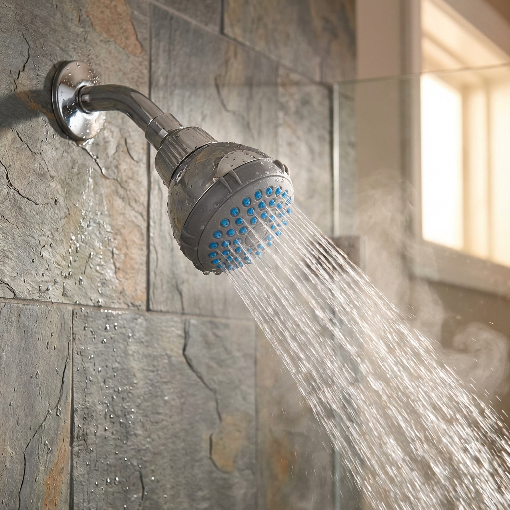 Shower Rose - Grey Face, Blue Beads, 1 Setting