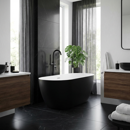 Bath Mixer Freestanding– Icon Range, Modern Bathroom Tap in Black