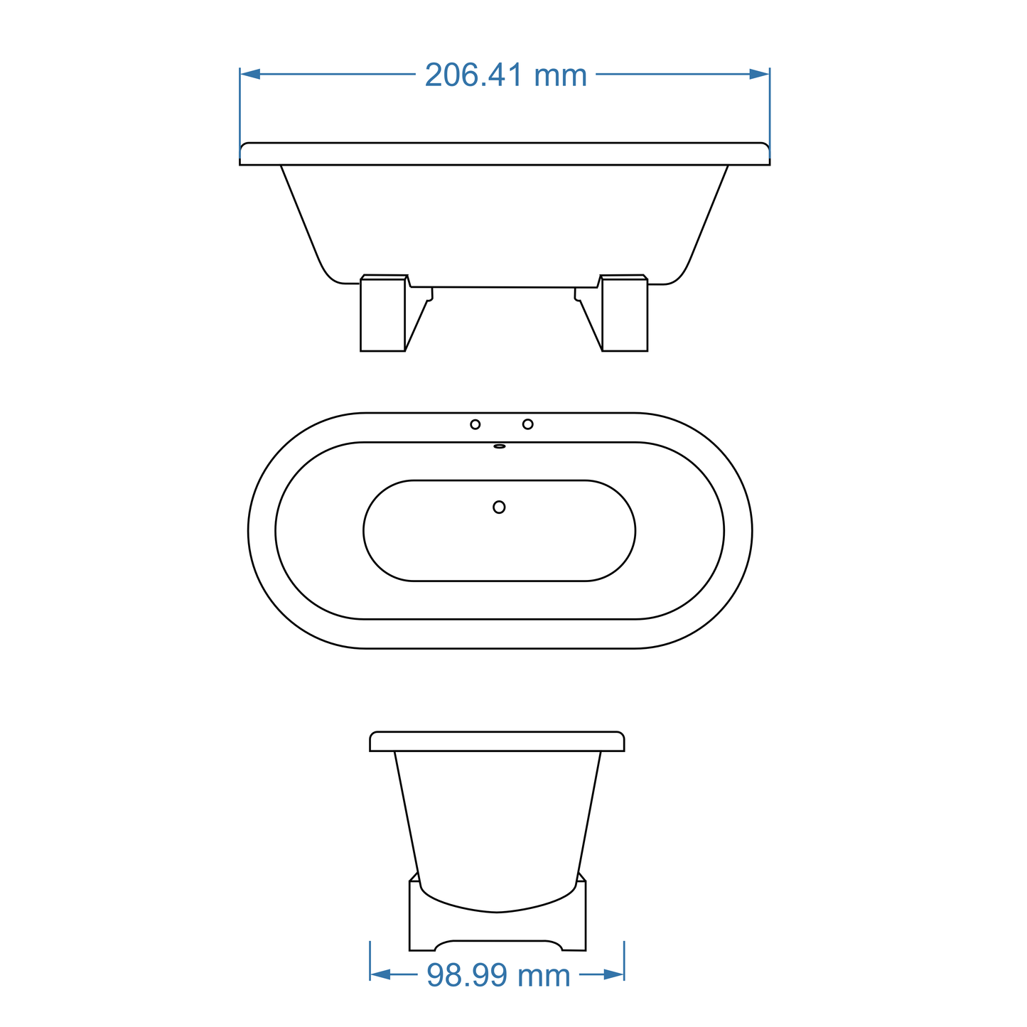 Bath Freestanding Oval - Esprit Kasui II 1800mm with Wooden Legs