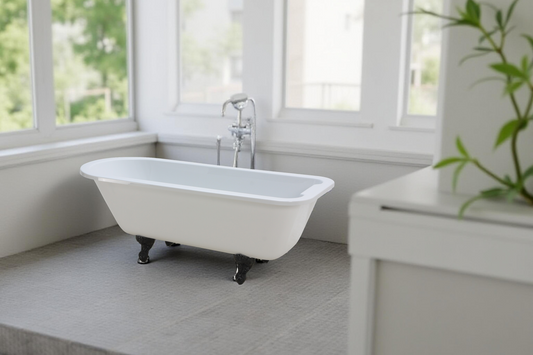 Bath Freestanding Oval - Oxford White with Cast Iron Feet, (L) 168.5cm | (W) 35cm | (H) 71cm
