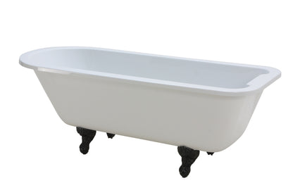Bath Freestanding Oval - Oxford White with Cast Iron Feet 1685mm