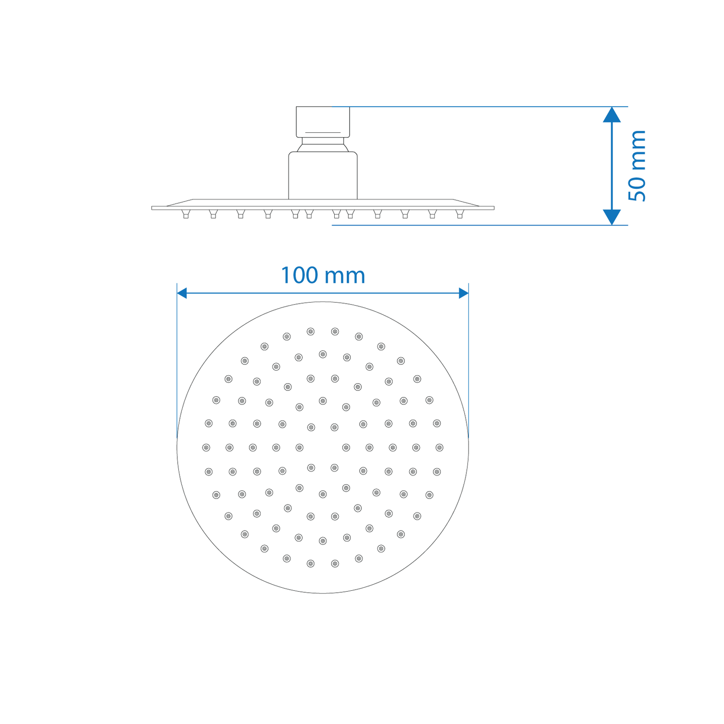 Shower Rose - Stainless Steel Round, Matt Black Finish, 4"