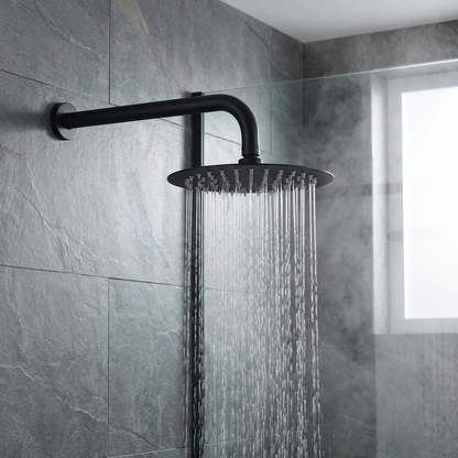 Shower Rose - Stainless Steel Round, Matt Black Finish, 6"