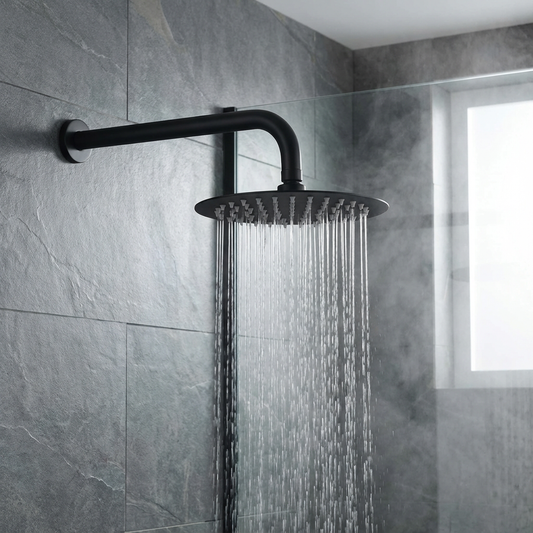 Shower Rose - Stainless Steel Round, Matt Black Finish, 6"