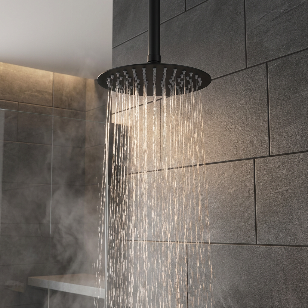 Shower Rose - Stainless Steel Round, Matt Black Finish, 8"
