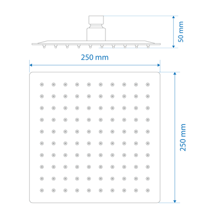 Shower Rose - Brushed Stainless Steel Finish, Square 10"