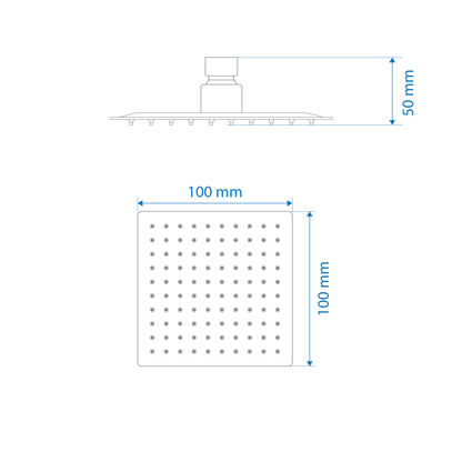Shower Rose - Brushed Stainless Steel Finish, Square 4"