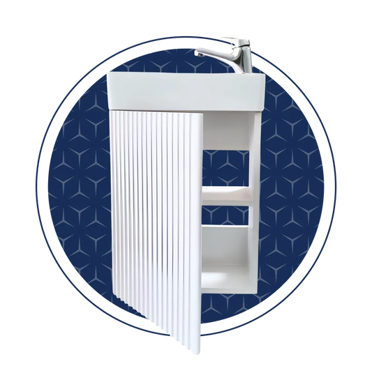 Cabinet & Basin Wall-Hung Comfort – Lecico, White Ribbed, Incl Basin 1TH, MDF, Duco oven-baked Finish, (L) 23.6cm | (W) 42.9cm | (H) 55.5cm