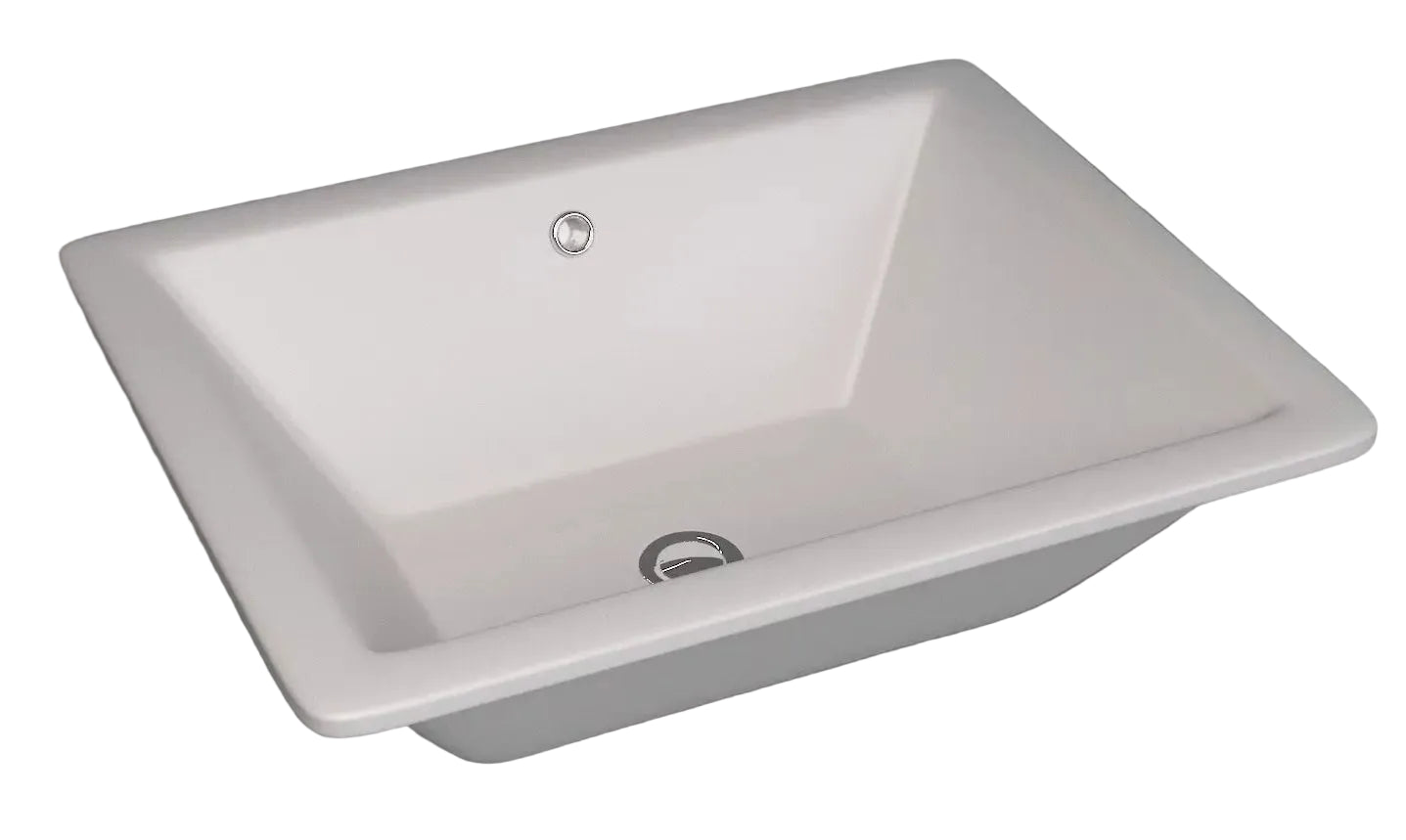Basin Undercounter Comfort – Lecico, Square, Ceramic, 0 Tap Hole, White, (L) 38.5cm | (W) 50.5cm | (H) 18cm