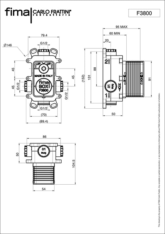 Fima Built-In Box for Bath/Shower Mixer/Divertor - Push Button