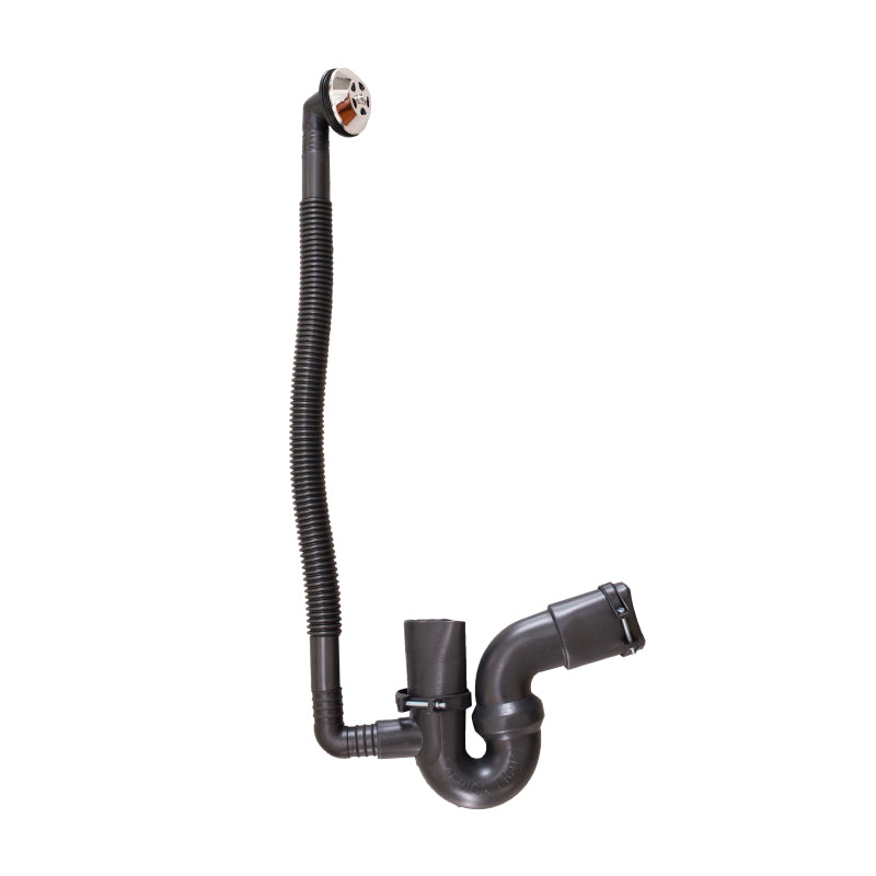 Trap - Bath trap, Flexible, Black, Includes Overflow, Reseal, 40mm