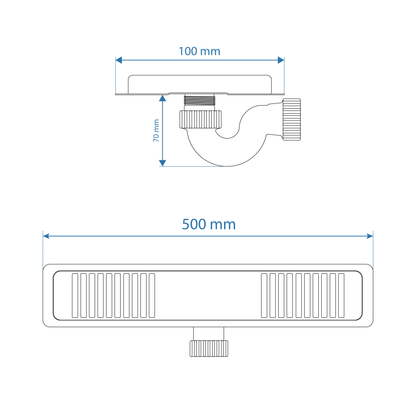 Shower Channel - Brushed Stainless Steel Finish, 500mm