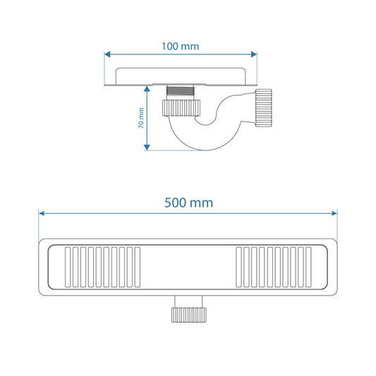 Shower Channel - Brushed Stainless Steel Finish, 500mm