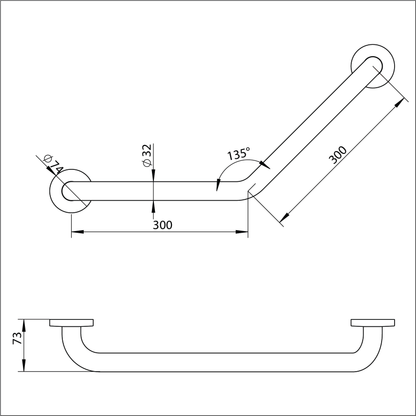 Grab Rail Dog Leg - 300mmx300mmx32mm