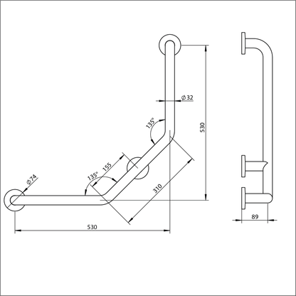 Grab Rail Dog Leg - 604mmX604mmX106mm