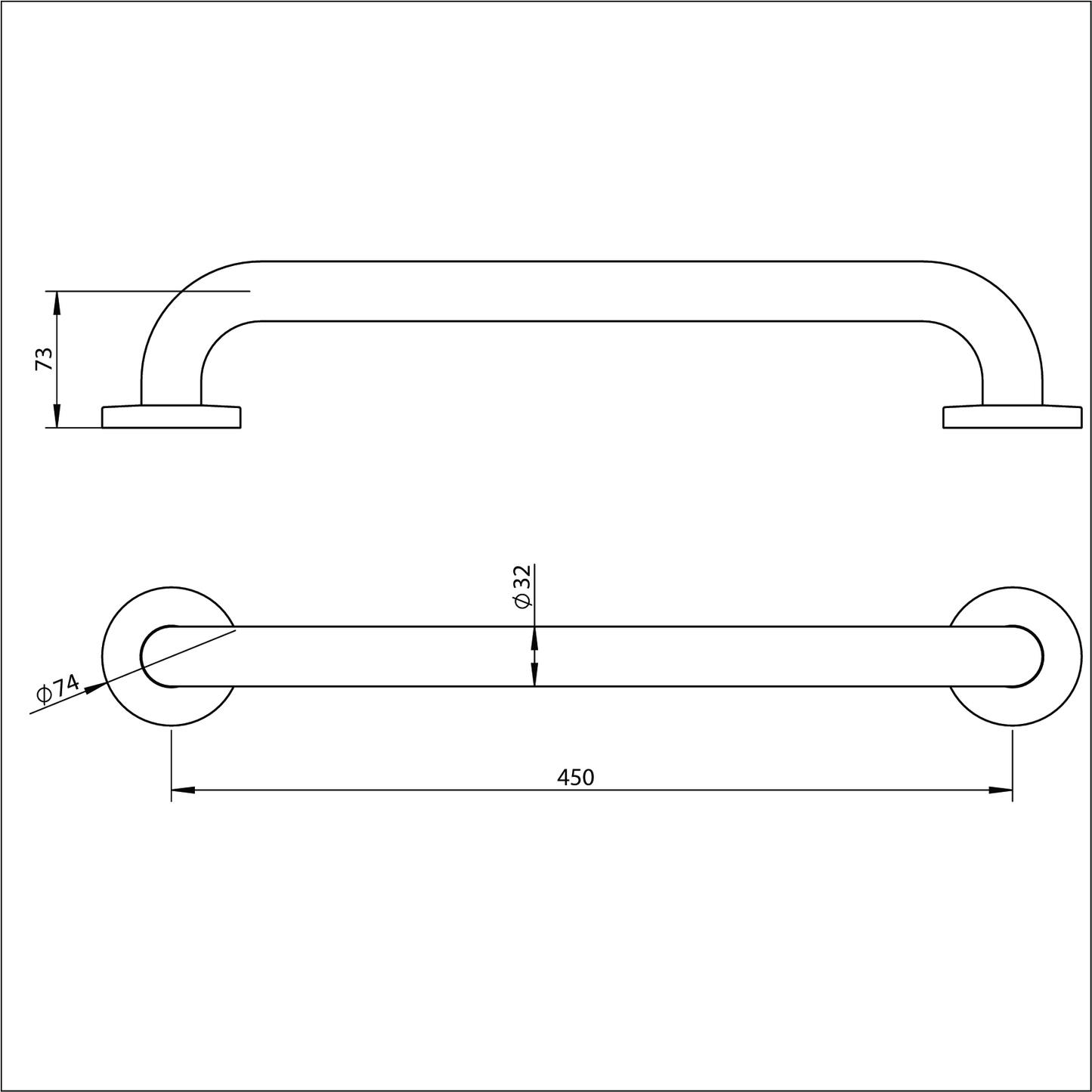 Grab Rail Straight - 450mm