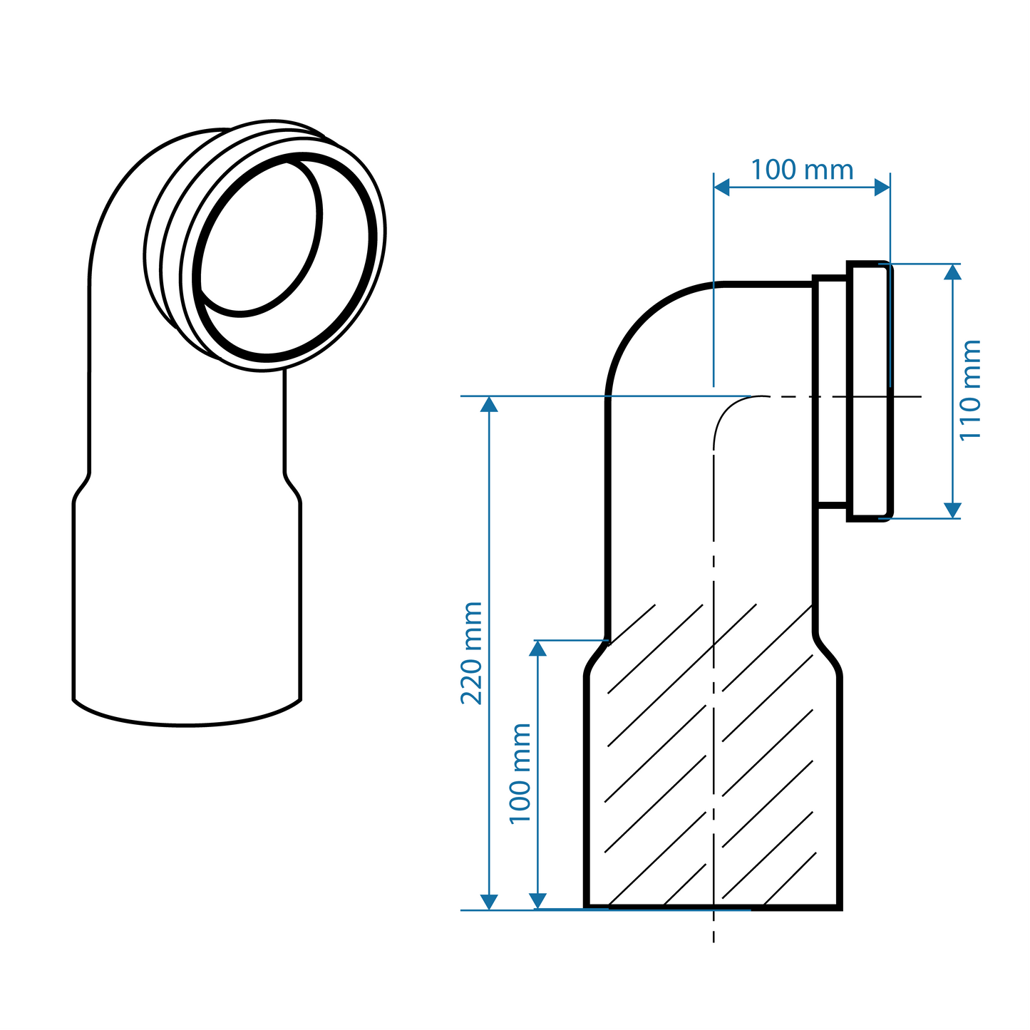 Bend 90° for Wall-Hung Pan - for Concealed Cistern