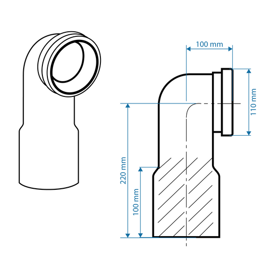 Bend 90° for Wall-Hung Pan - for Concealed Cistern