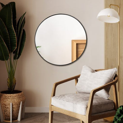 Mirror - Aluminium Black Round, (L) 60cm | (W) 2.8cm | (H) 60cm (4 in a box)