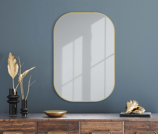 Mirror - Aluminium Gold Rectangular, (L) 60cm | (W) 2.8cm | (H) 90cm
