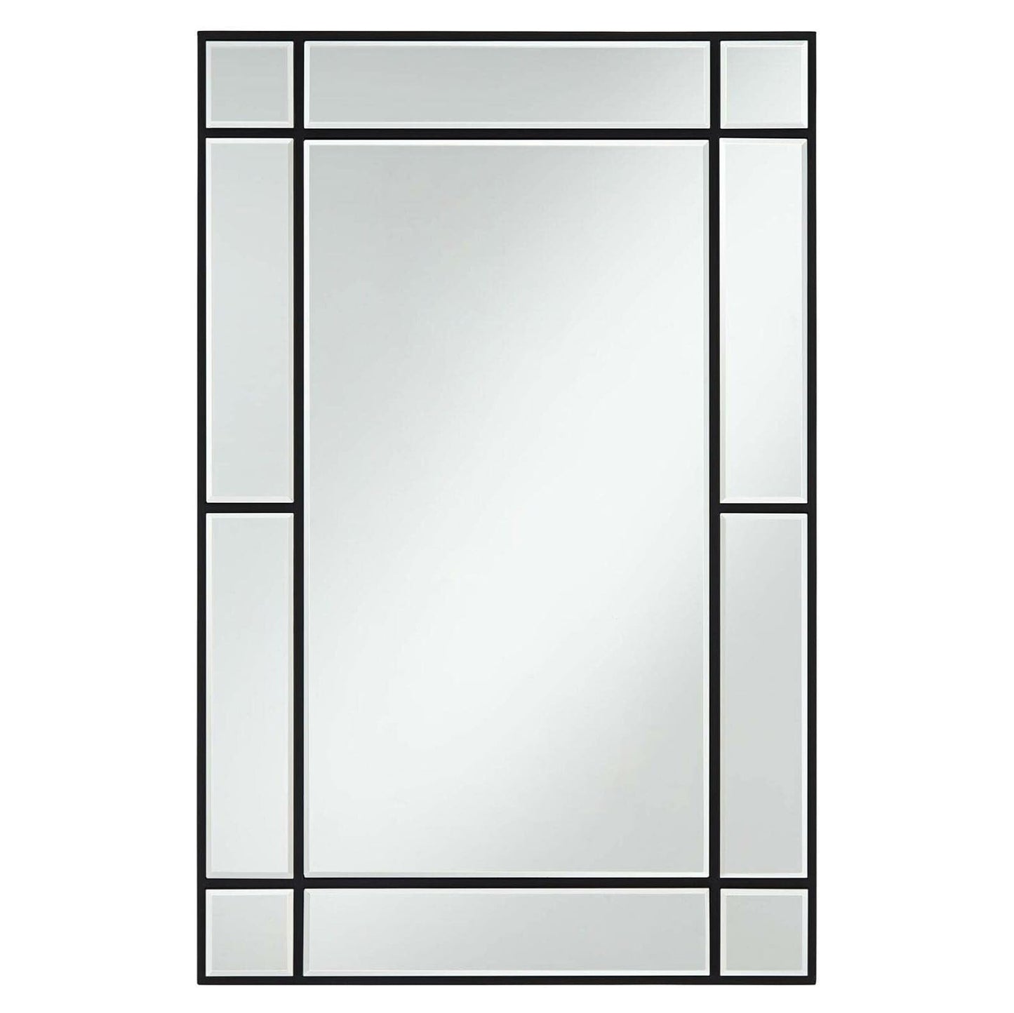 Mirror - Metal Black Windowframe, (L) 60cm | (W) 1.8cm | (H) 90cm
