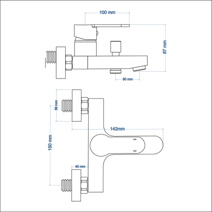 Bath Mixer – Luna Icon Range, Modern Bathroom Tap, Matt Black Finish