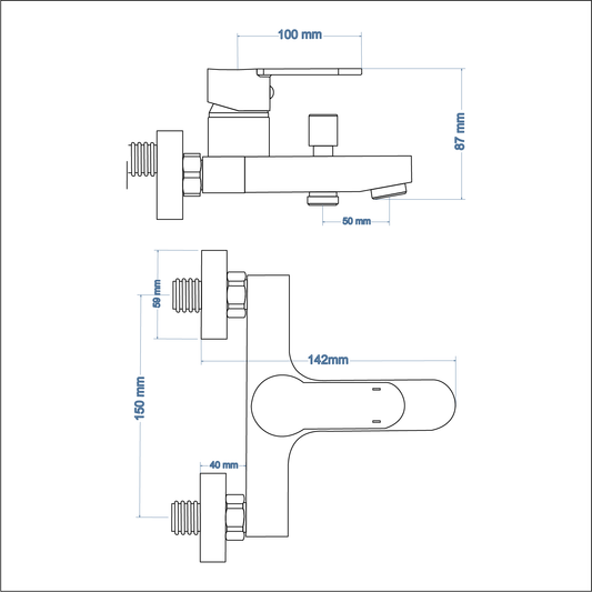 Bath Mixer – Luna Icon Range, Brushed Stainless Steel Finish