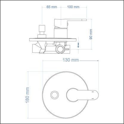 Shower/Bath Mixer/Concealed Divertor Mixer – Luna Icon Range, Brushed Stainless Steel Finish