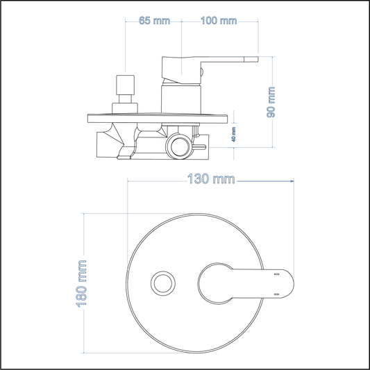 Shower/Bath Mixer/Concealed Divertor Mixer – Luna Icon Range, Brushed Stainless Steel Finish