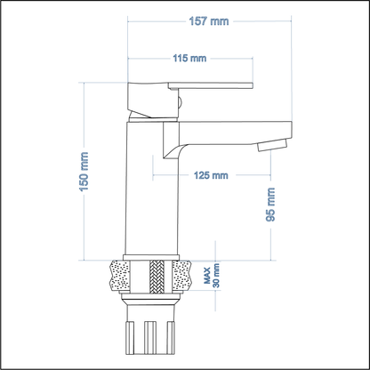 Basin Mixer – Luna Icon Range, Stainless Steel Finish