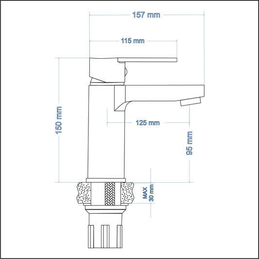 Basin Mixer – Luna Icon Range, Stainless Steel Finish