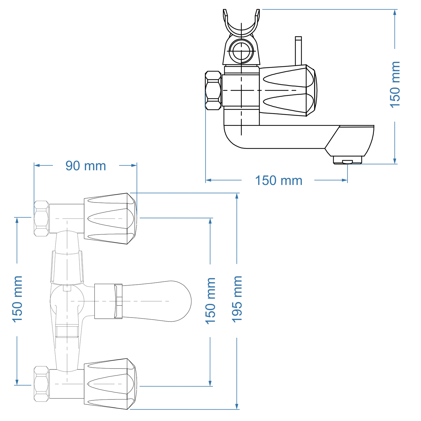 Bath Mixer – May Icon Range, Conventional Bathroom Tap