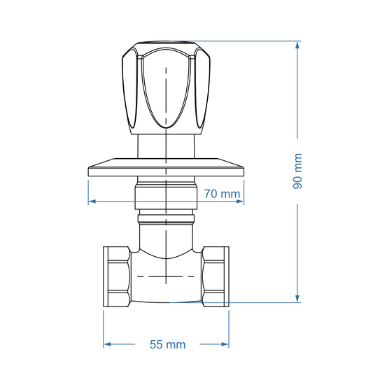 Undertile Stoptap 1/2" FxF – May Icon Range, Conventional Bathroom Tap