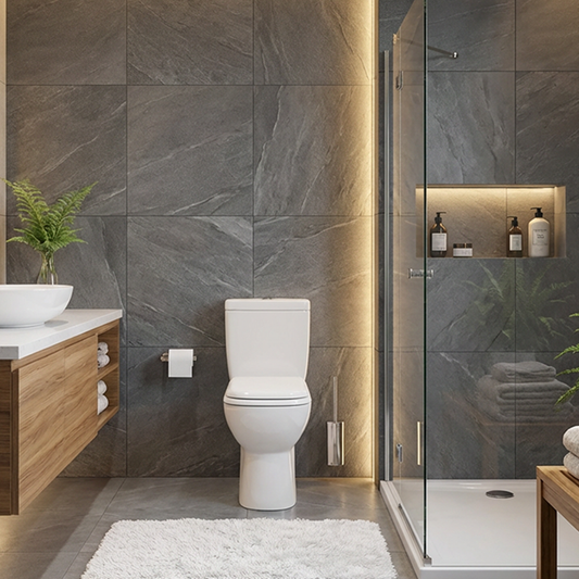 Close Coupled Suite Michelle - Square, Polished White, Top Flush, Icon Premium Range