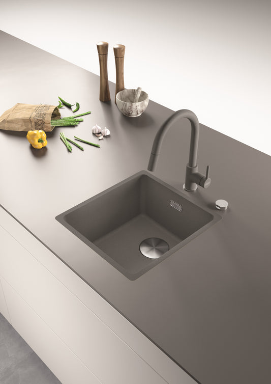 Franke Maris MRG610-37 Fragranite Grey Single Bowl Sink 410 x 440mm – Inset, Includes 90mm Waste