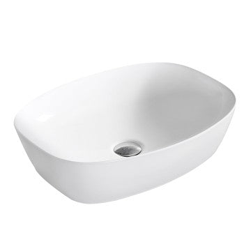 Basin Free Standing Nile – Lecico, Oval, Ceramic, 0 Tap Hole, White, (L) 39.5cm | (W) 51cm | (H) 14cm