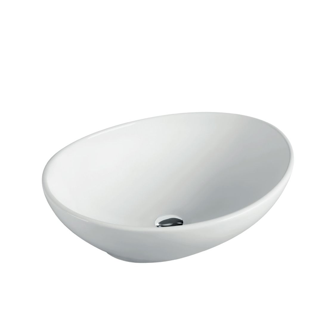 Basin Free Standing Ovale – Lecico, Oval, Ceramic, 0 Tap Hole, White, (L) 33cm | (W) 41cm | (H) 14cm