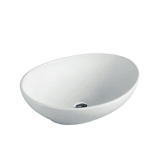 Basin Free Standing Ovale – Lecico, Oval, Ceramic, 0 Tap Hole, White, (L) 33cm | (W) 41cm | (H) 14cm