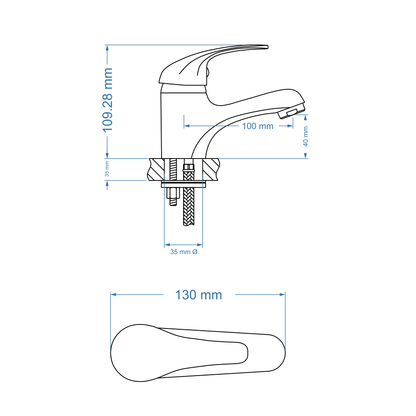 Basin Mixer – Pisces Loop Icon Range, Conventional Bathroom Tap, Matt Black Finish