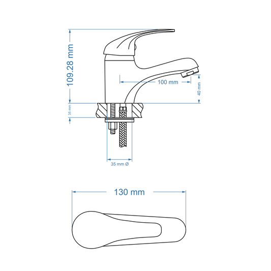 Basin Mixer – Pisces Loop Icon Range, Conventional Bathroom Tap, Matt Black Finish